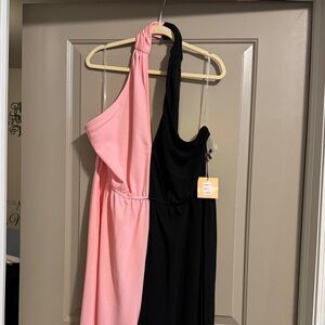 Chic Two-Tone Pink and Black Jumpsuit